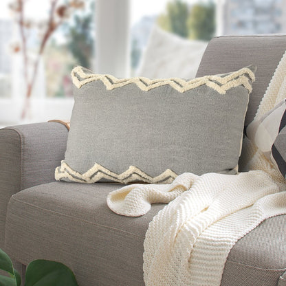 Evette Rios Rory Soft Chevron Bordered Lumbar Throw Pillow