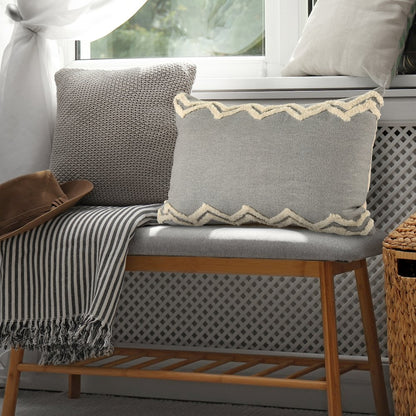 Evette Rios Rory Soft Chevron Bordered Lumbar Throw Pillow