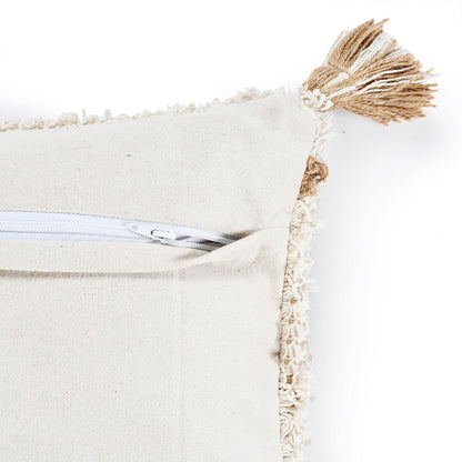 Ox Bay Hand-Woven White/Brown Diamond Cotton Blend Pillow Cover