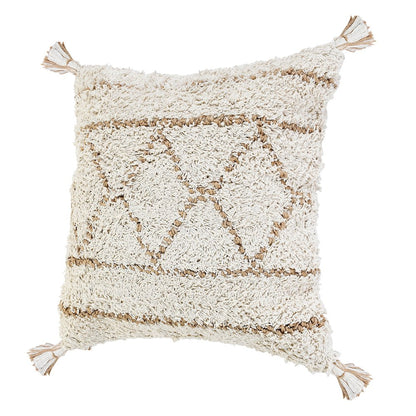 Ox Bay Hand-Woven White/Brown Diamond Cotton Blend Pillow Cover