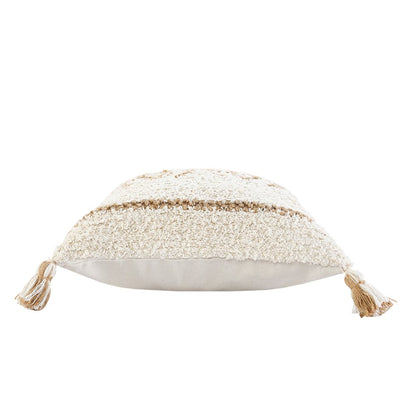 Ox Bay Hand-Woven White/Brown Diamond Cotton Blend Pillow Cover