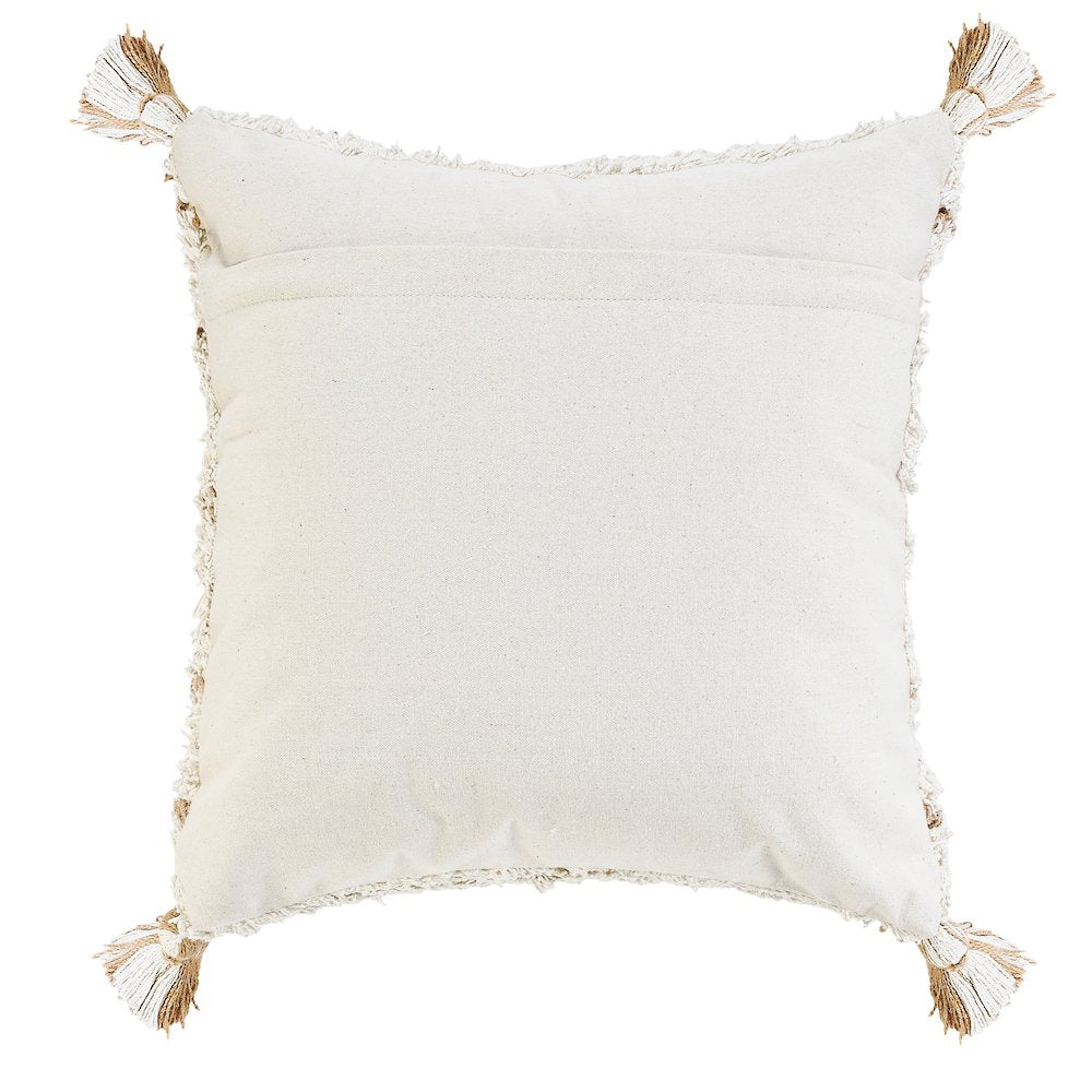 Ox Bay Hand-Woven White/Brown Diamond Cotton Blend Pillow Cover