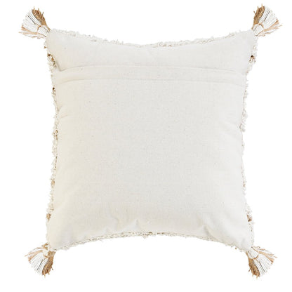 Ox Bay Hand-Woven White/Brown Diamond Cotton Blend Pillow Cover