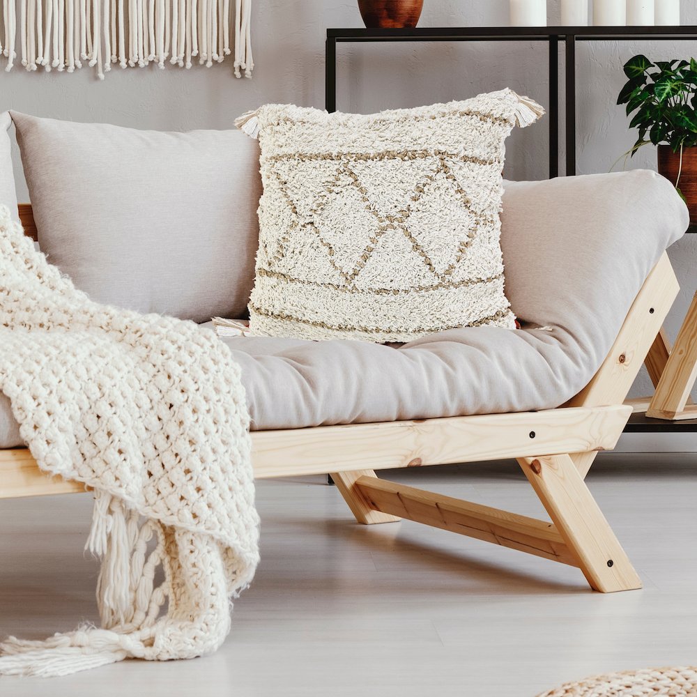 Ox Bay Hand-Woven White/Brown Diamond Cotton Blend Pillow Cover