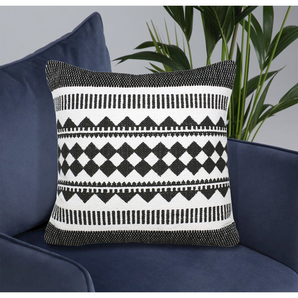 Evette Rios Mindy Bordered/Geometric Stripe Cotton Blend Throw Pillow