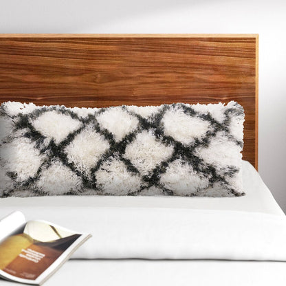 Soft Shag Diamond Criss Cross Lumbar Throw Pillow
