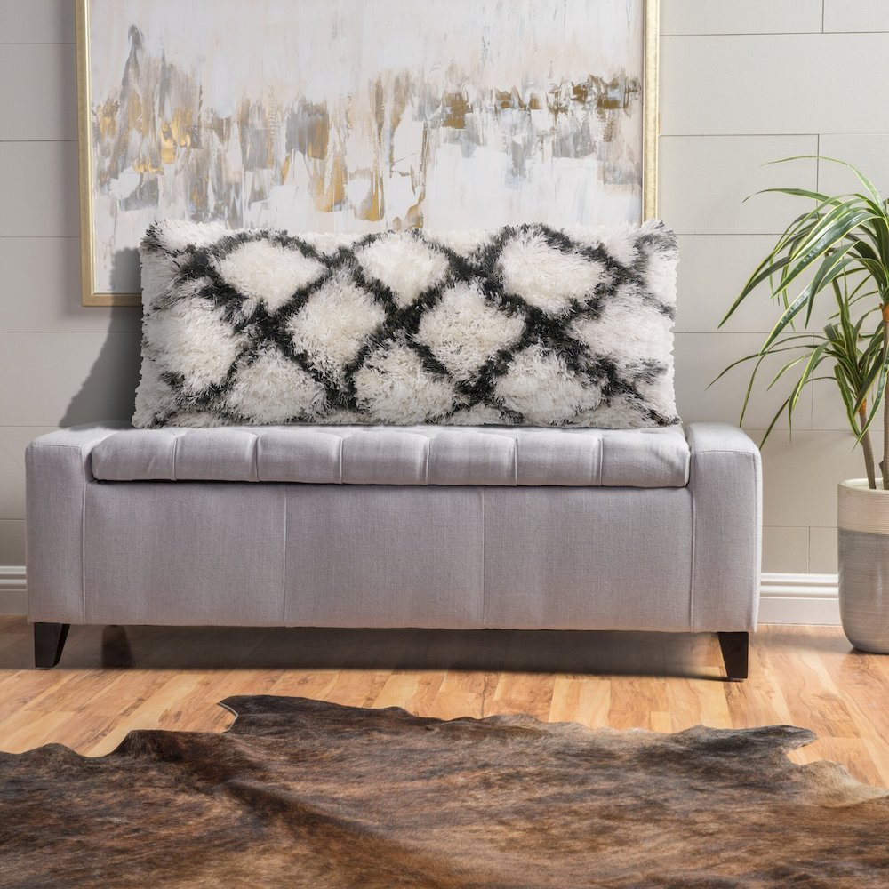 Soft Shag Diamond Criss Cross Lumbar Throw Pillow