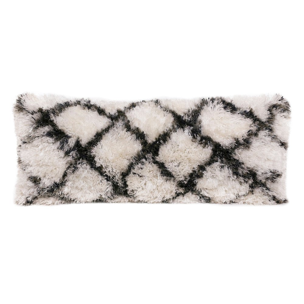 Soft Shag Diamond Criss Cross Lumbar Throw Pillow