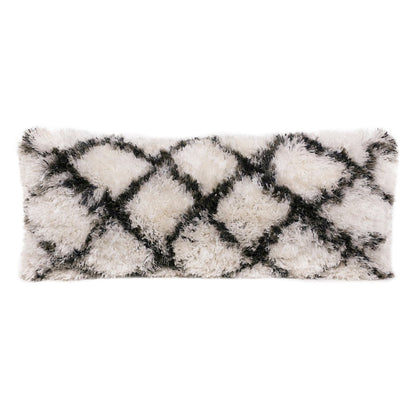 Soft Shag Diamond Criss Cross Lumbar Throw Pillow