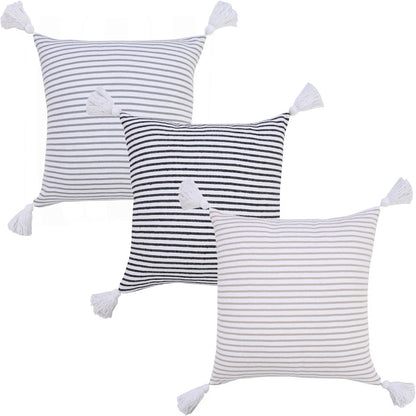 Basic Balanced Striped Throw Pillow with Tassels