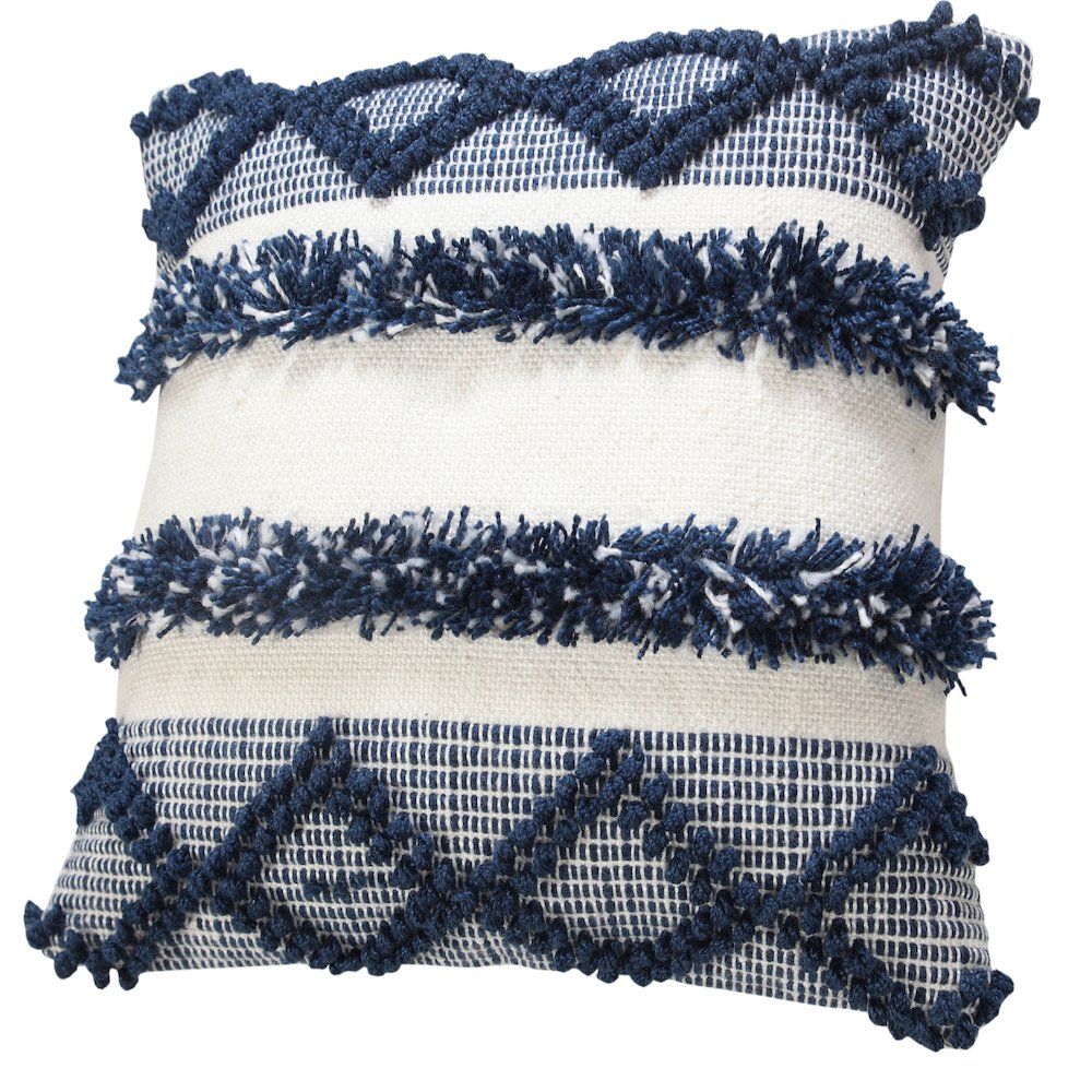 Ox Bay Hand-Woven Blue/White Stripe Resistant Polyester Pillow Cover