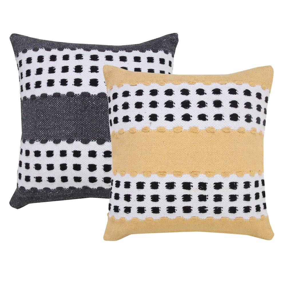 Industrial Woven Dash Grid Striped Throw Pillow
