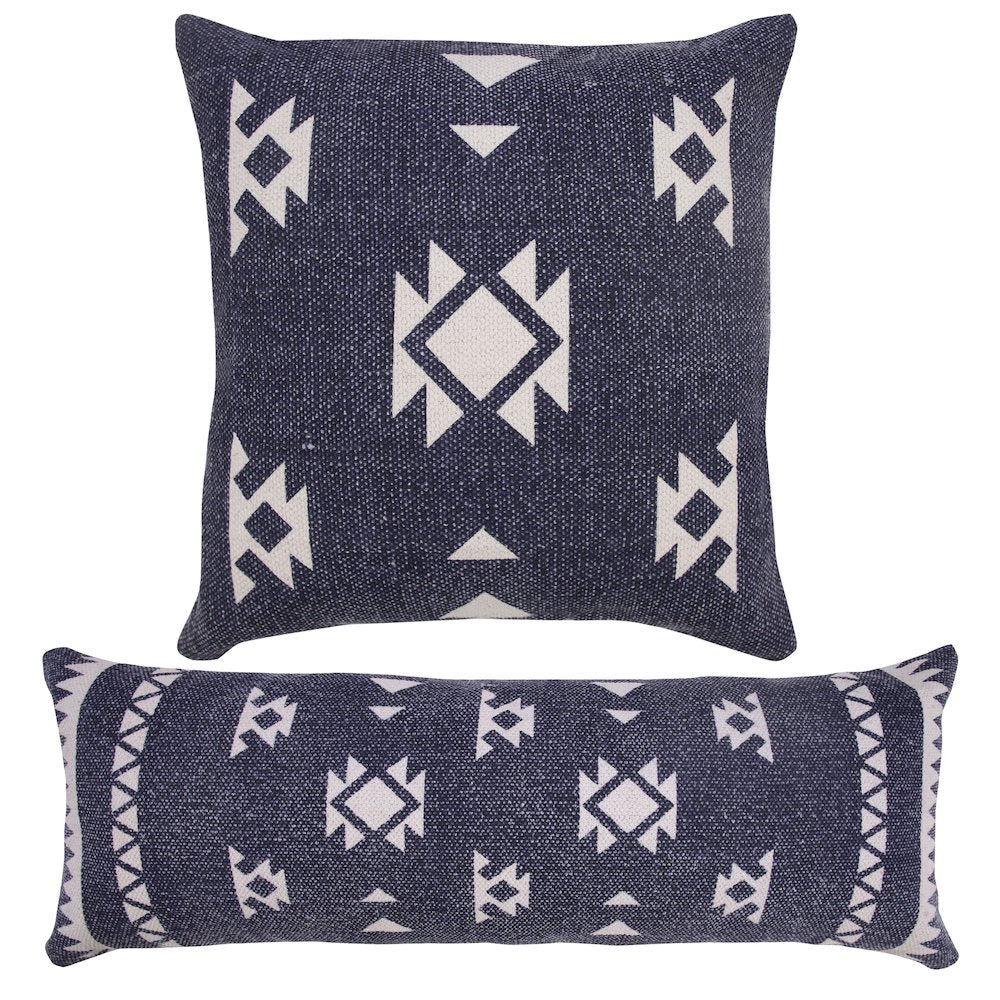 Southwestern Decorative Denim Geometric Throw Pillow