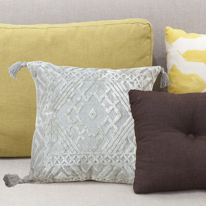 Silver Gray Traditional Textured Diamond Throw Pillow