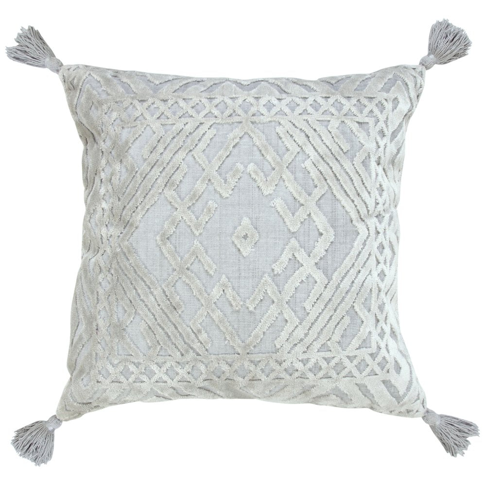 Silver Gray Traditional Textured Diamond Throw Pillow