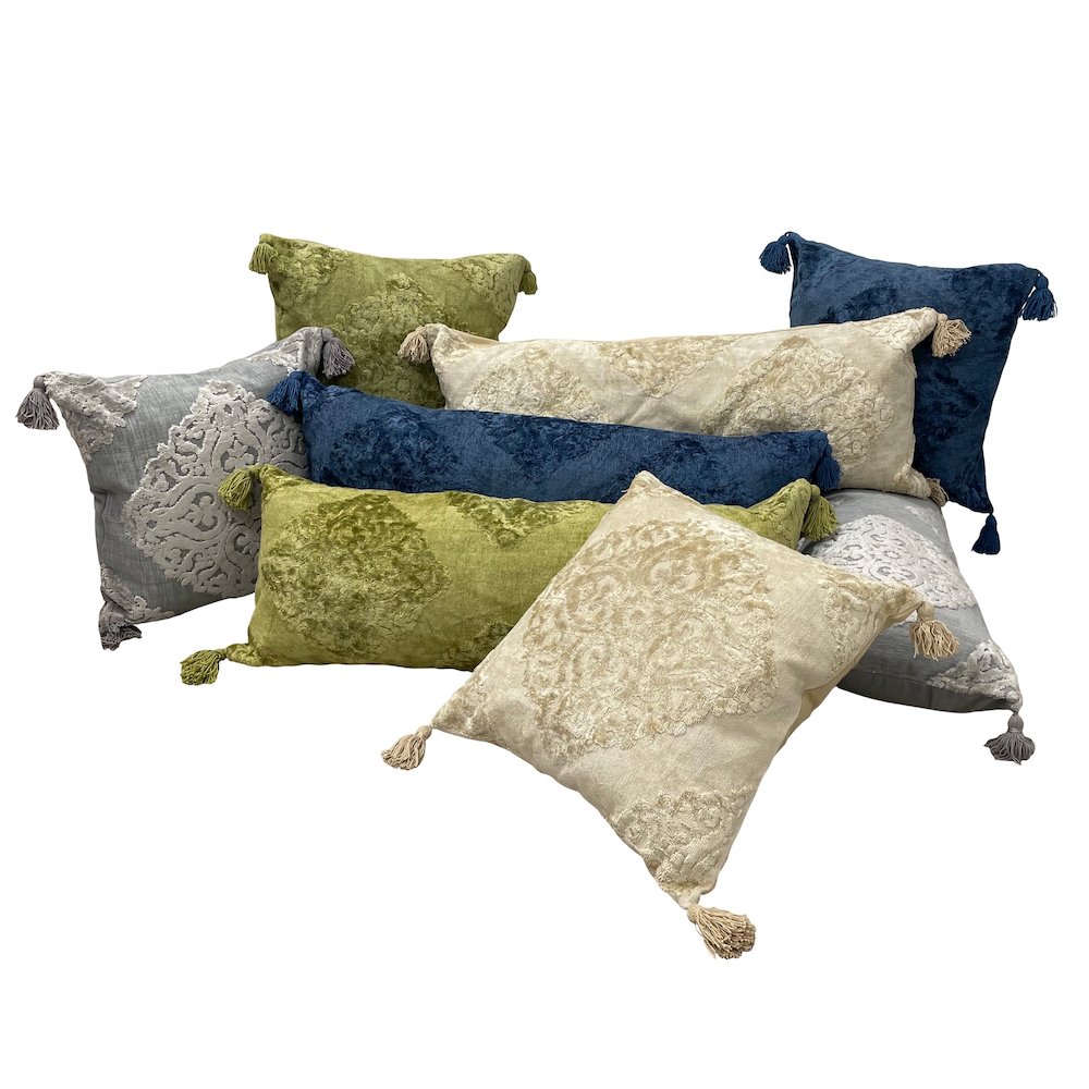 Deep Blue Traditional Textured Medallion Throw Pillow