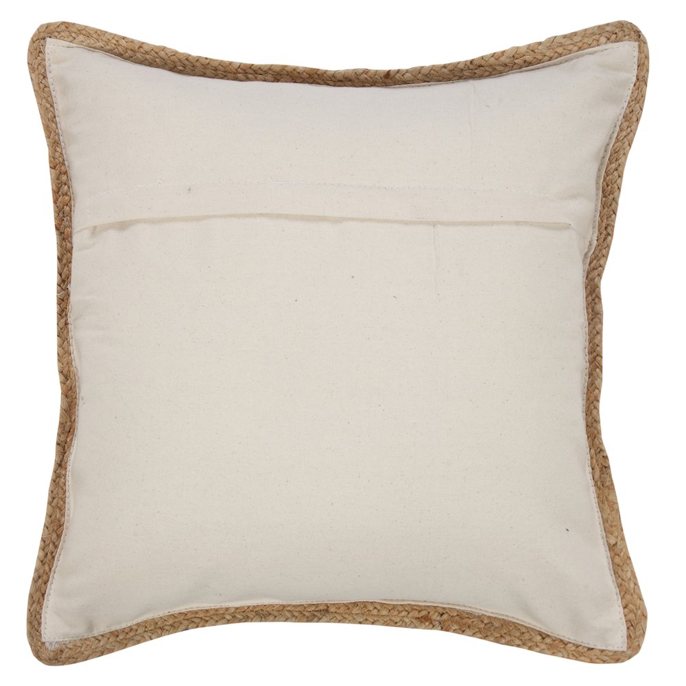 Coral Pink and White Striped Jute Bordered Throw Pillow