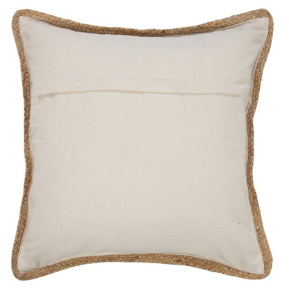 Coral Pink and White Striped Jute Bordered Throw Pillow