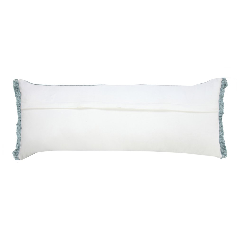 Light Blue Solid Stonewash Lumbar Throw Pillow with Fringe