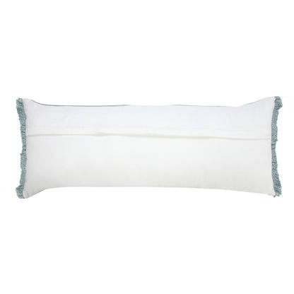 Light Blue Solid Stonewash Lumbar Throw Pillow with Fringe