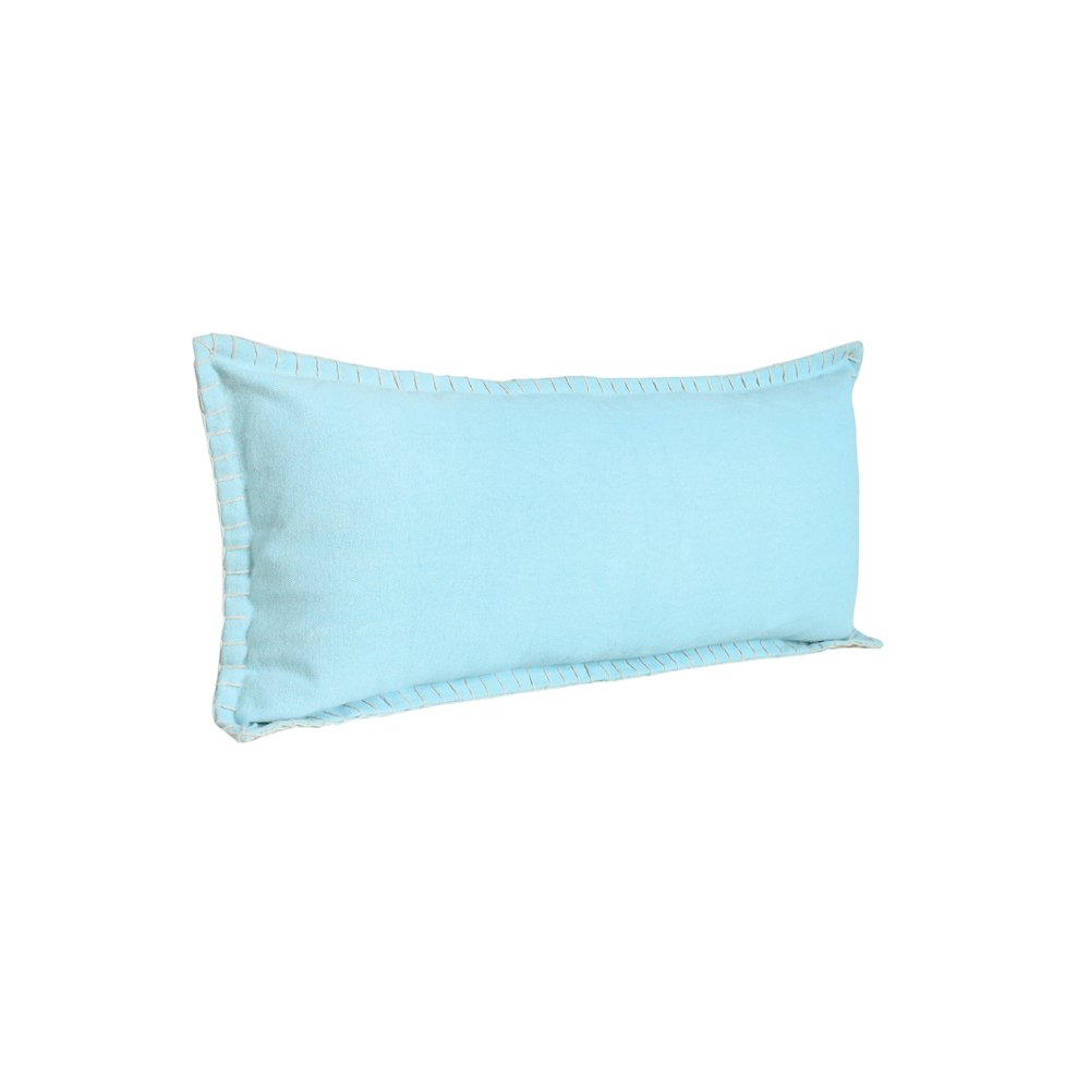 Embroidered Edge Bordered Solid Lumbar Throw Pillow