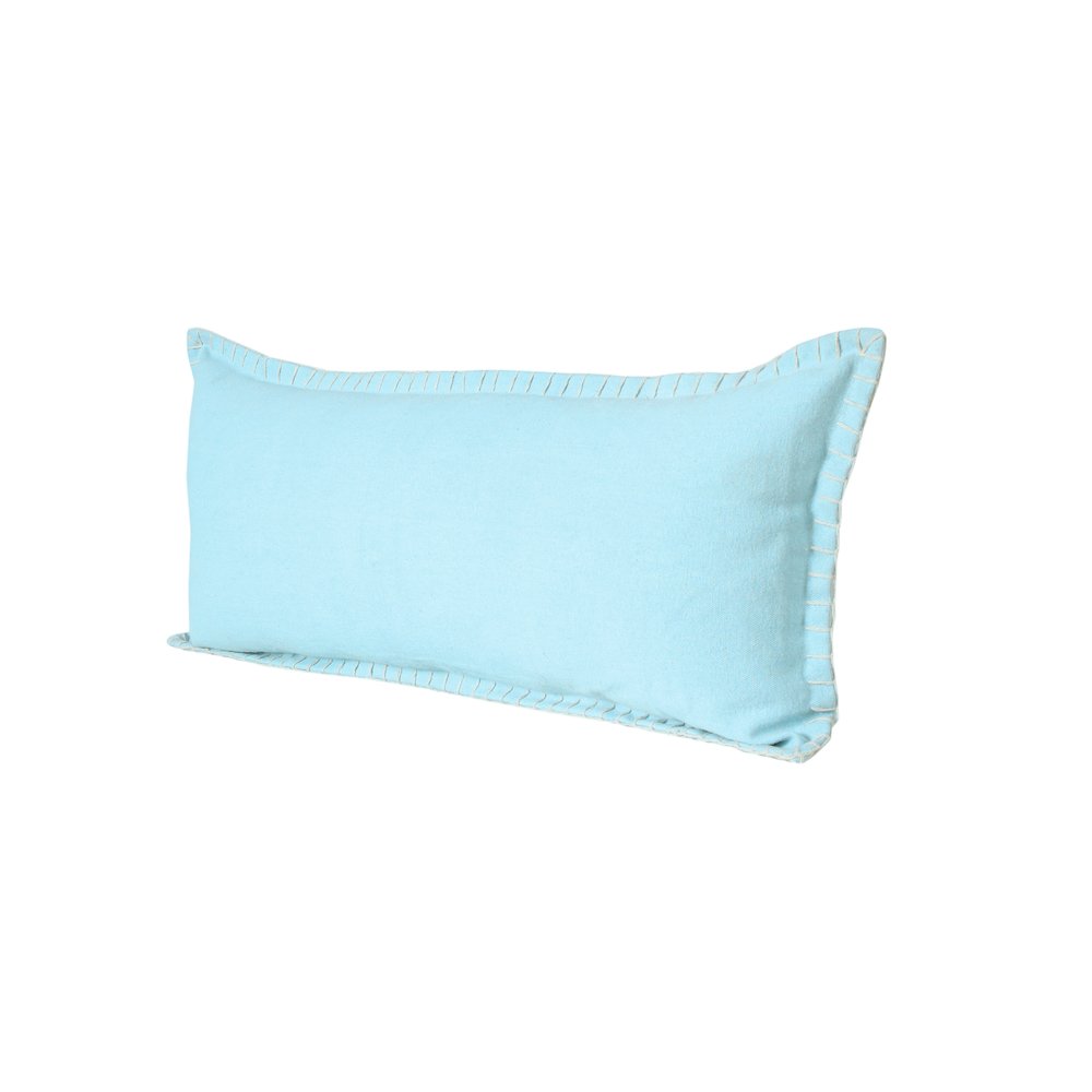 Embroidered Edge Bordered Solid Lumbar Throw Pillow