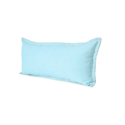 Embroidered Edge Bordered Solid Lumbar Throw Pillow
