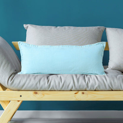Embroidered Edge Bordered Solid Lumbar Throw Pillow
