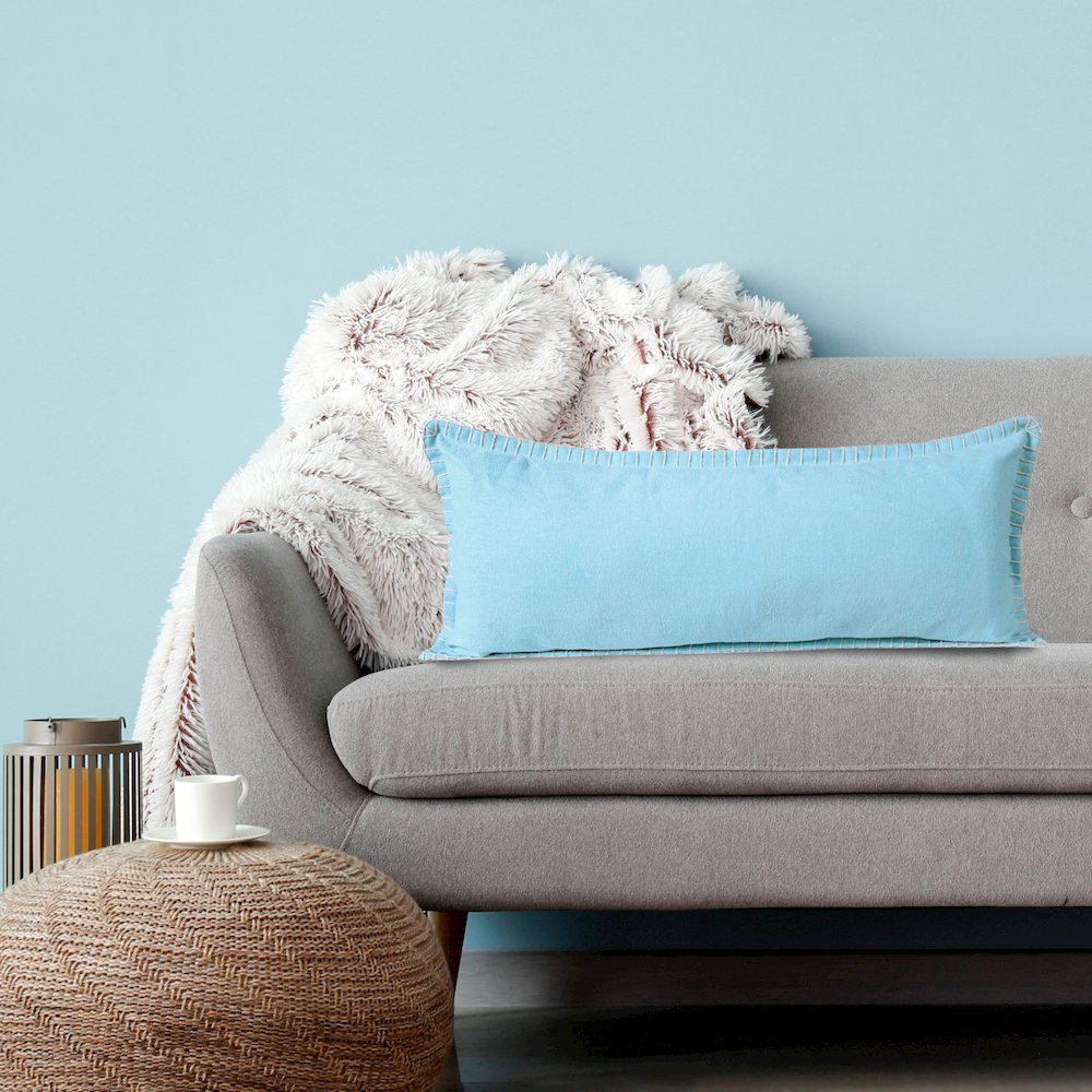 Ox Bay Hand-Woven Light Blue Solid All-Natural Cotton Pillow Cover