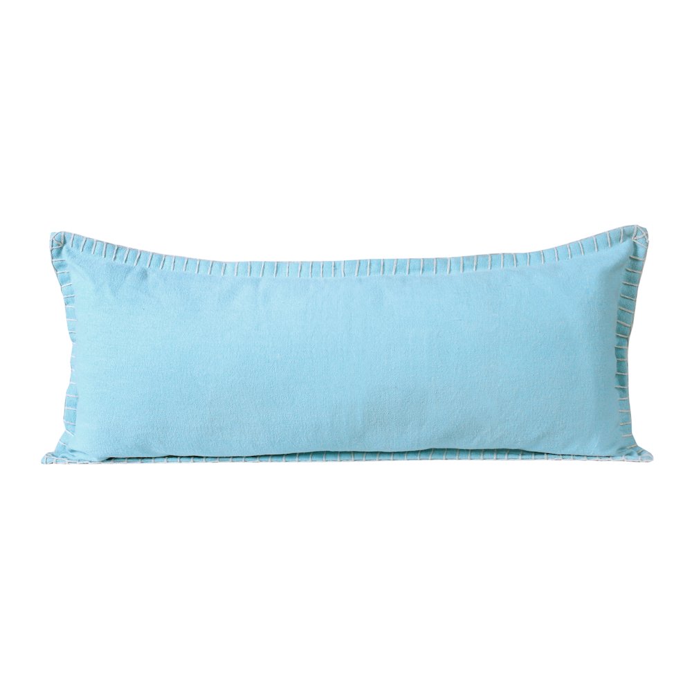 Ox Bay Hand-Woven Light Blue Solid All-Natural Cotton Pillow Cover