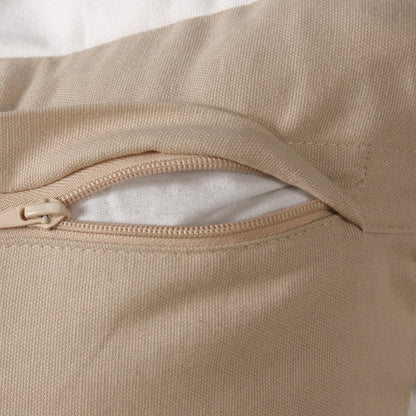 Ox Bay Hand-Woven Tan/White Bordered All-Natural Cotton Pillow Cover