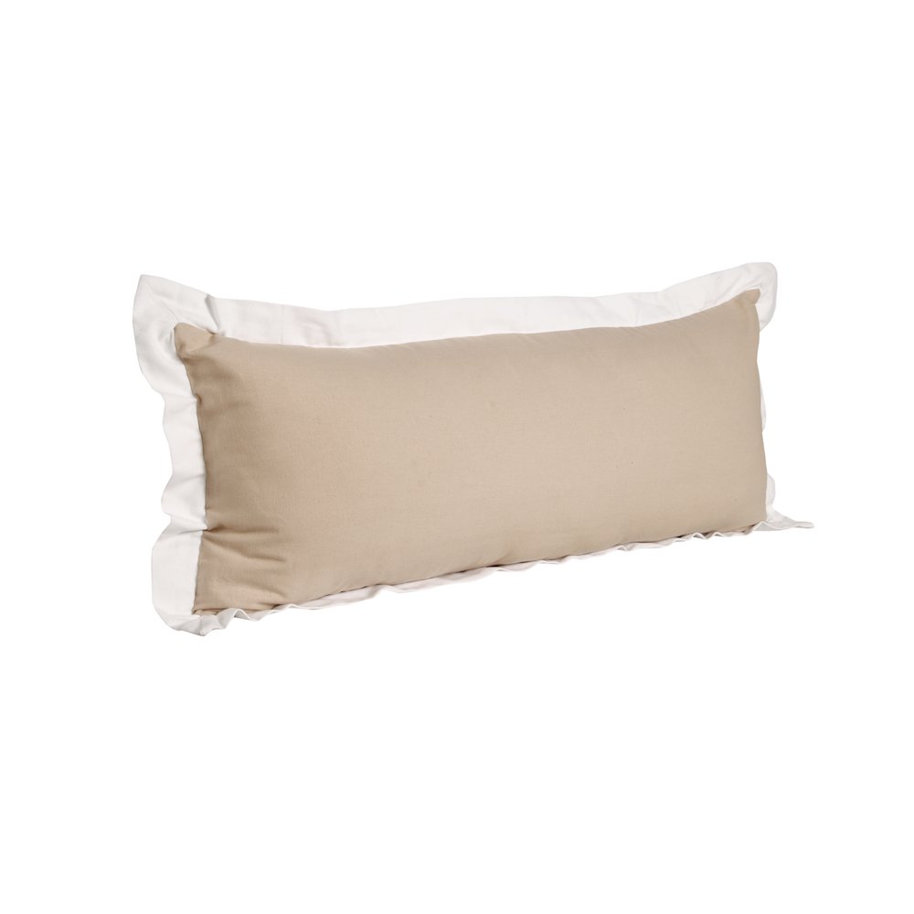 Ox Bay Hand-Woven Tan/White Bordered All-Natural Cotton Pillow Cover