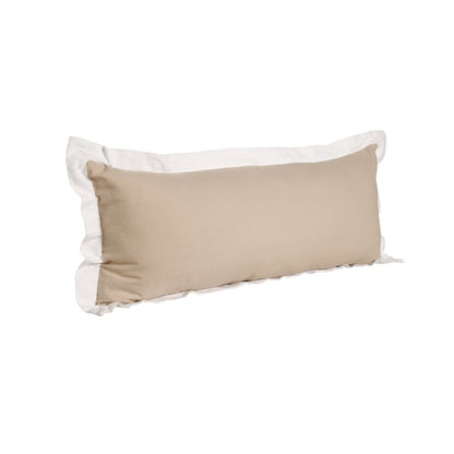 Ox Bay Hand-Woven Tan/White Bordered All-Natural Cotton Pillow Cover