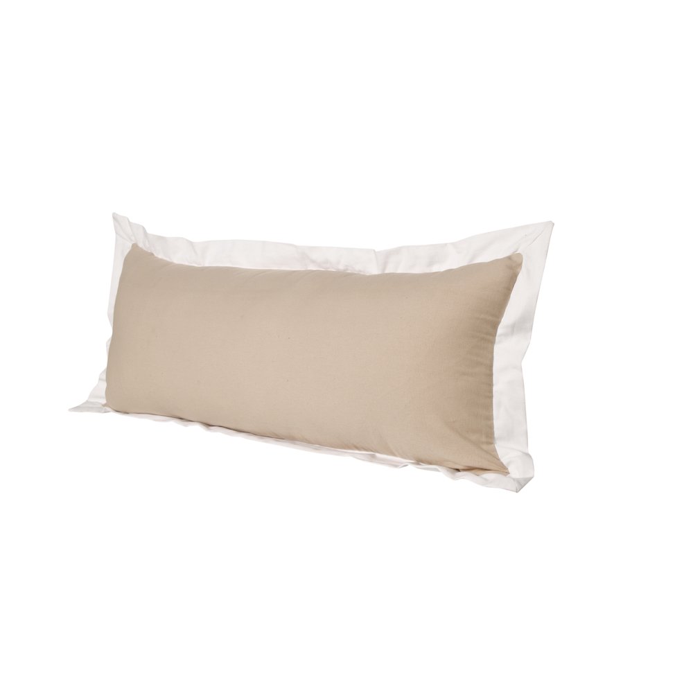 Ox Bay Hand-Woven Tan/White Bordered All-Natural Cotton Pillow Cover