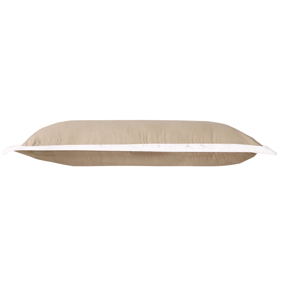 Ox Bay Hand-Woven Tan/White Bordered All-Natural Cotton Pillow Cover