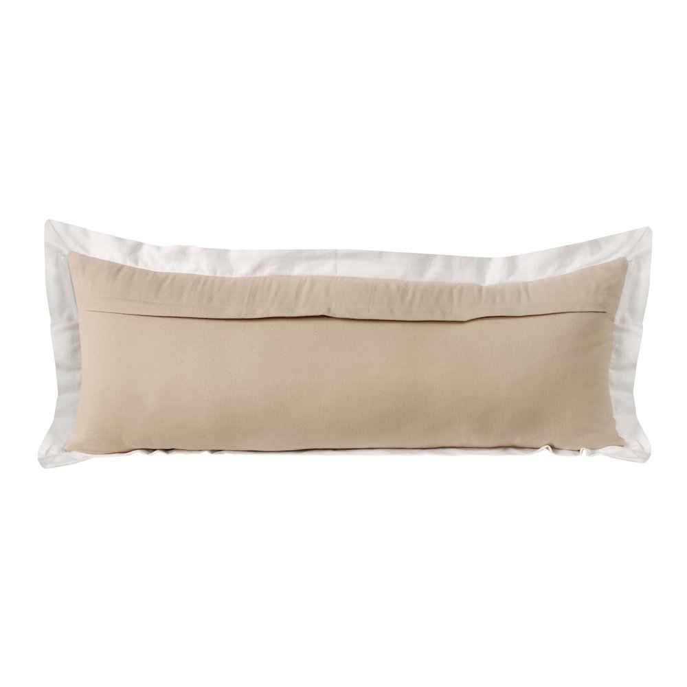 Ox Bay Hand-Woven Tan/White Bordered All-Natural Cotton Pillow Cover