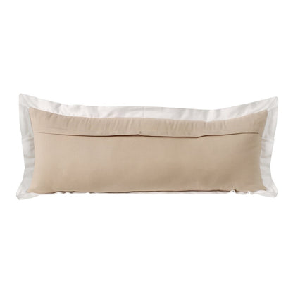 Ox Bay Hand-Woven Tan/White Bordered All-Natural Cotton Pillow Cover