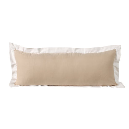 Ox Bay Hand-Woven Tan/White Bordered All-Natural Cotton Pillow Cover