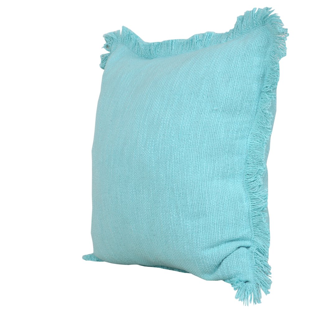 Unique Neutral Solid Cotton Throw Pillow with Fringe