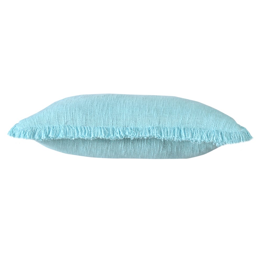 Unique Neutral Solid Cotton Throw Pillow with Fringe