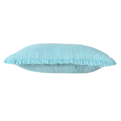 Unique Neutral Solid Cotton Throw Pillow with Fringe