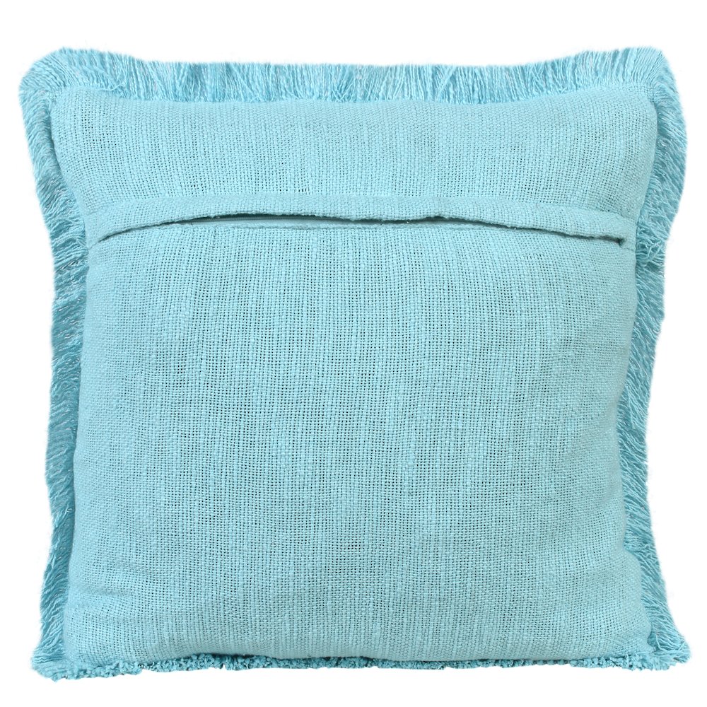 Unique Neutral Solid Cotton Throw Pillow with Fringe