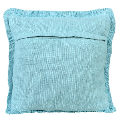 Unique Neutral Solid Cotton Throw Pillow with Fringe