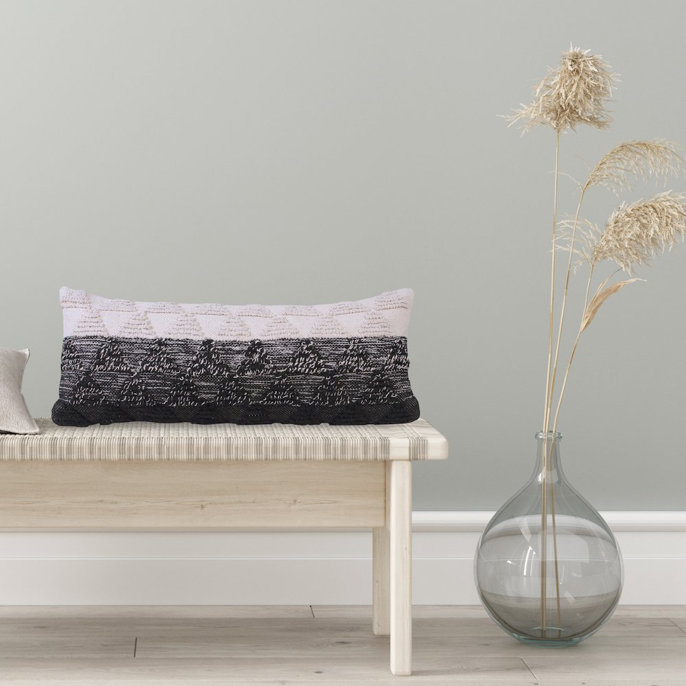 Luxe Cotton Poly Filled Pillow in Black/White, 14" x 36"