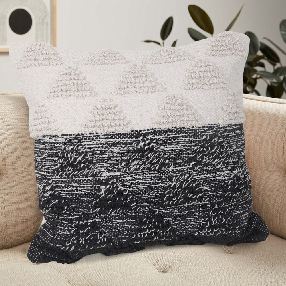 Luxe Cotton Poly Filled Pillow in Black/White, 20" x 20"