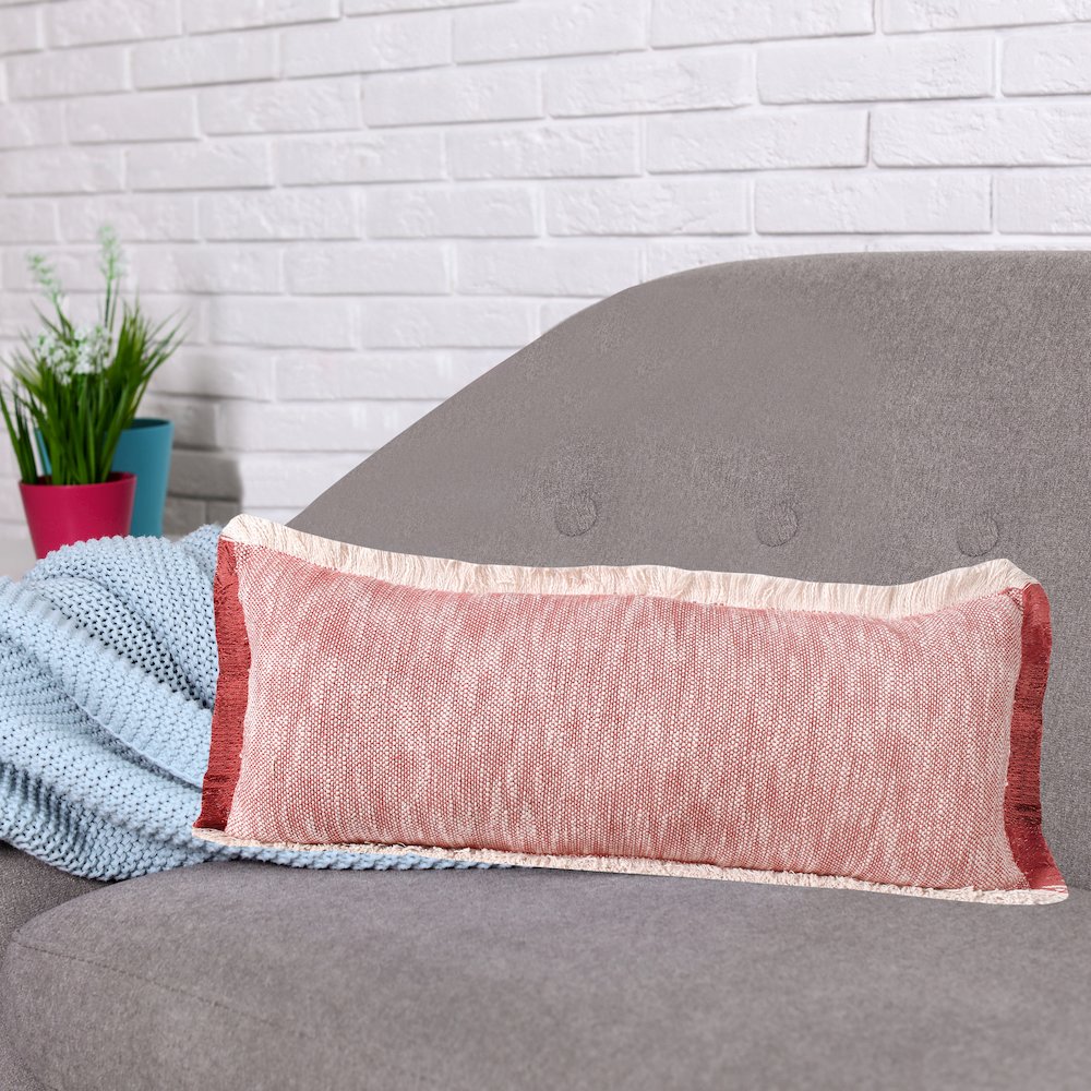 Aspen Cotton Poly Filled Pillow in Red/White, 14" x 36"