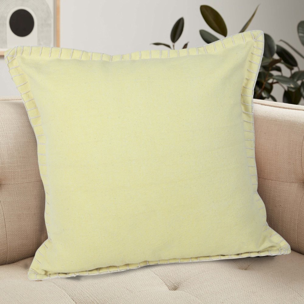 Vital Cotton Poly Filled Pillow in Yellow, 20" x 20"