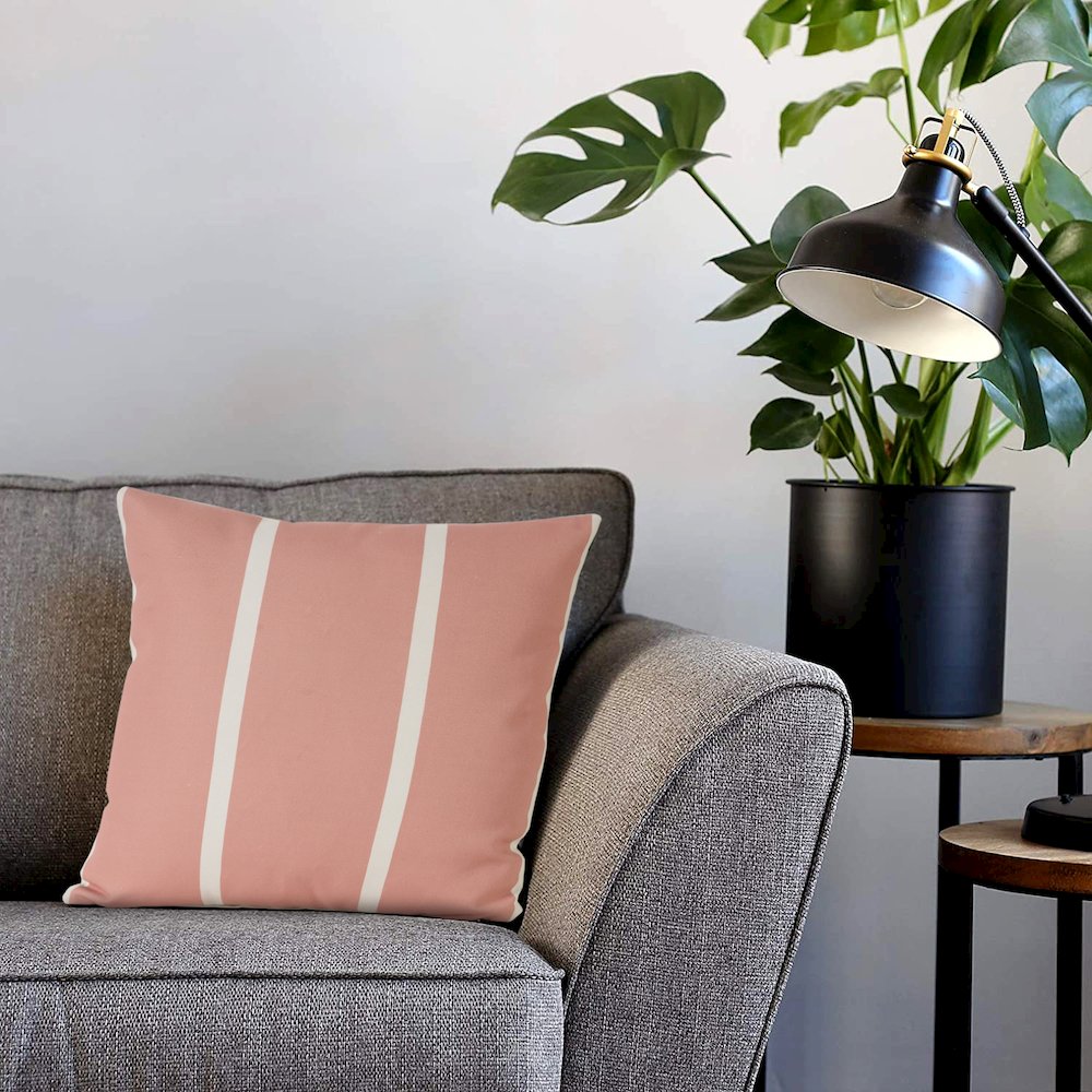 Veranda PET Yarn Poly Filled Pillow in Pink/White, 20" x 20"