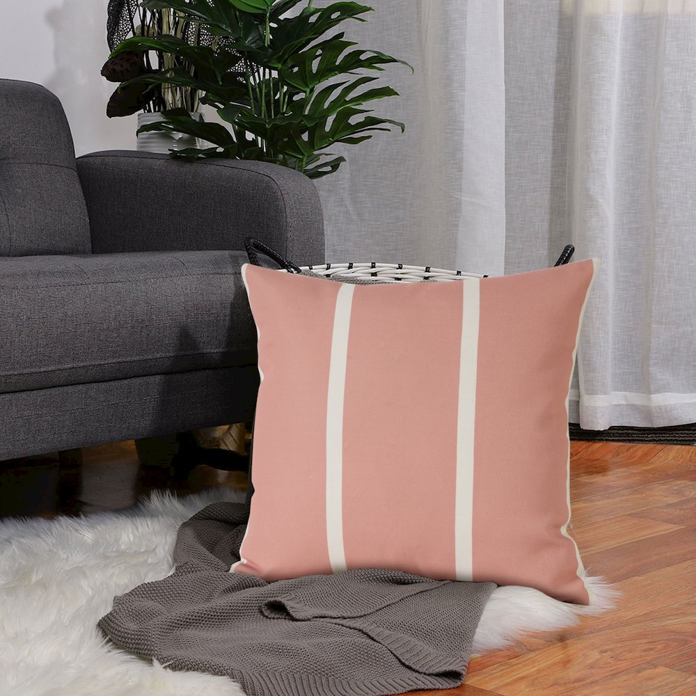 Veranda PET Yarn Poly Filled Pillow in Pink/White, 20" x 20"