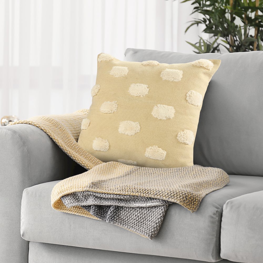 Zeal Cotton Poly Filled Pillow in Cream/White, 20" x 20"